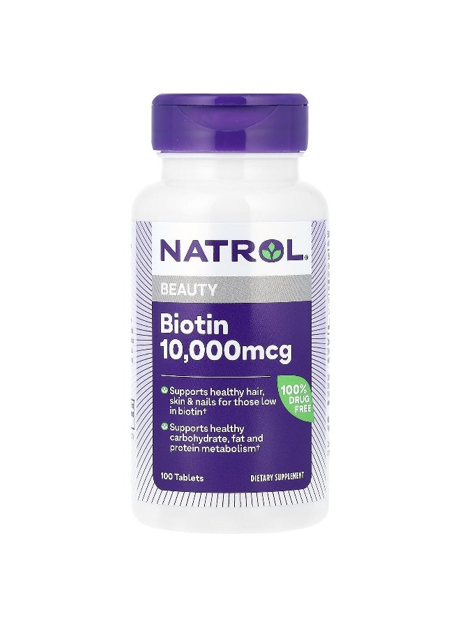 Beauty, Biotin, 10,000 mcg, 100 Tablets